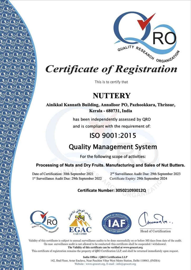 NUTTERY ISO 9001 : 2015